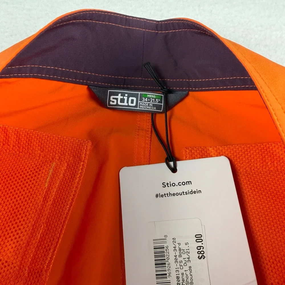 NWT Stio Men's CFS Board Shorts Out Of Bounds Orange Size 34 X 21.5